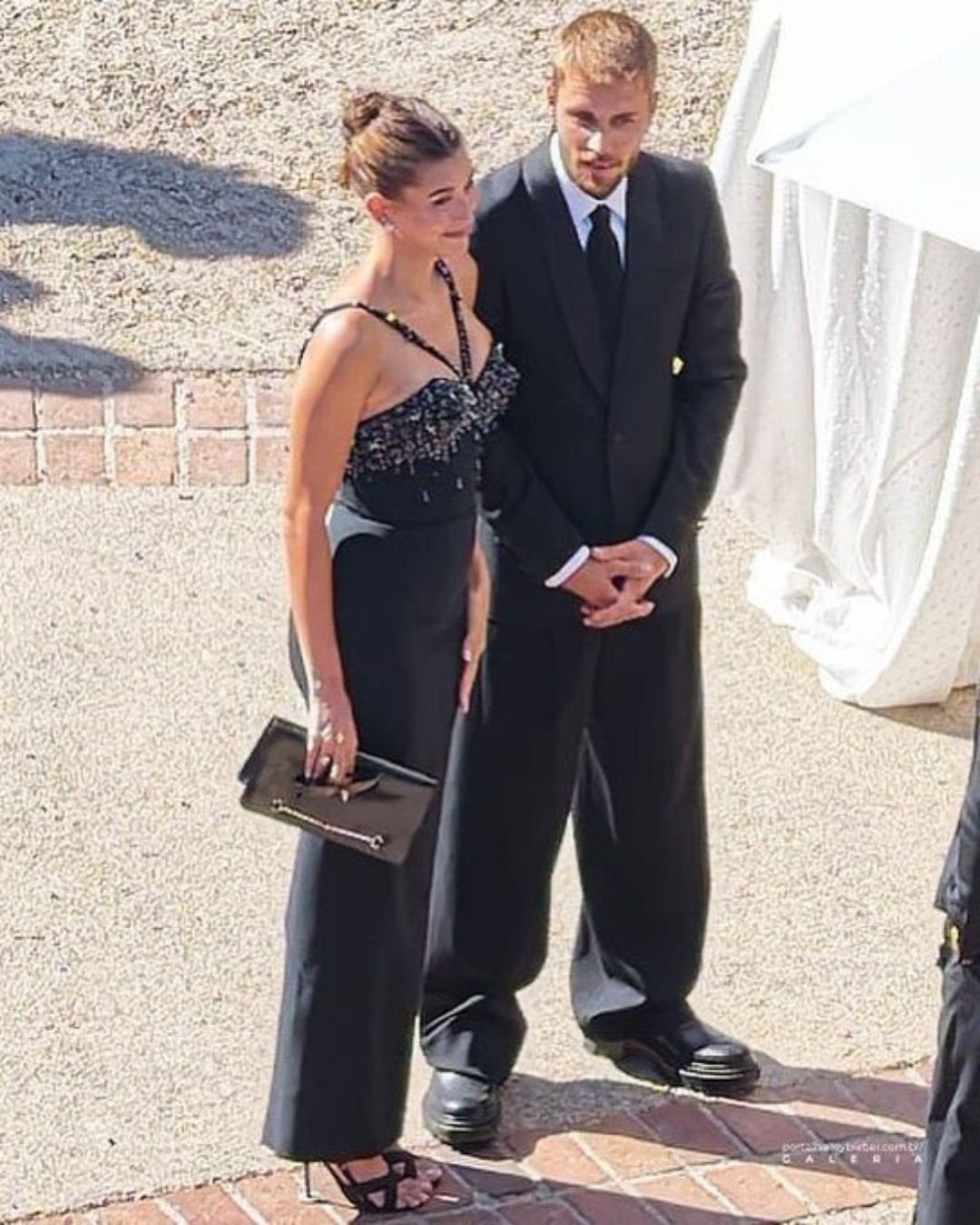 Hailey Bieber In Vintage Versace at Jordyn Woods and Karl-Anthony Towns’ Wedding