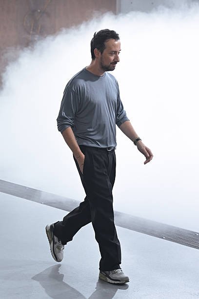 Anthony Vaccarello Officially Exits Saint Laurent After 10 Years anthony vaccarello on the runway on the runway at the saint laurent fashion show as part of 4