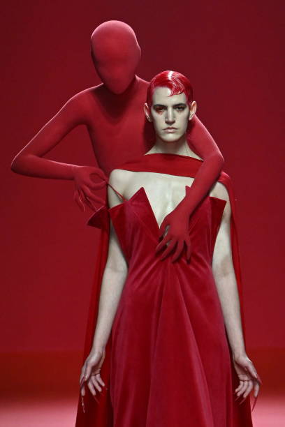Robert Wun the final red 'appendage' look from Spring/Summer 2024 Couture collection.🪡  