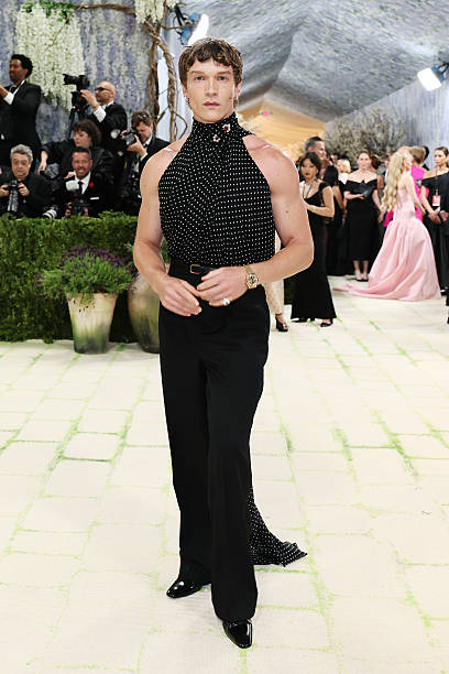 Connor Storrie attends the 2026 Met Gala celebrating “Costume Art” at the Metropolitan Museum of Art wearing Saint Laurent.