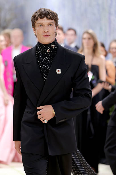 Connor Storrie attends the 2026 Met Gala celebrating “Costume Art” at the Metropolitan Museum of Art wearing Saint Laurent.
